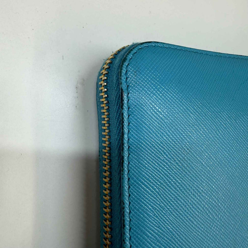 Women's Saffiano Zip Around Long Purse Blue