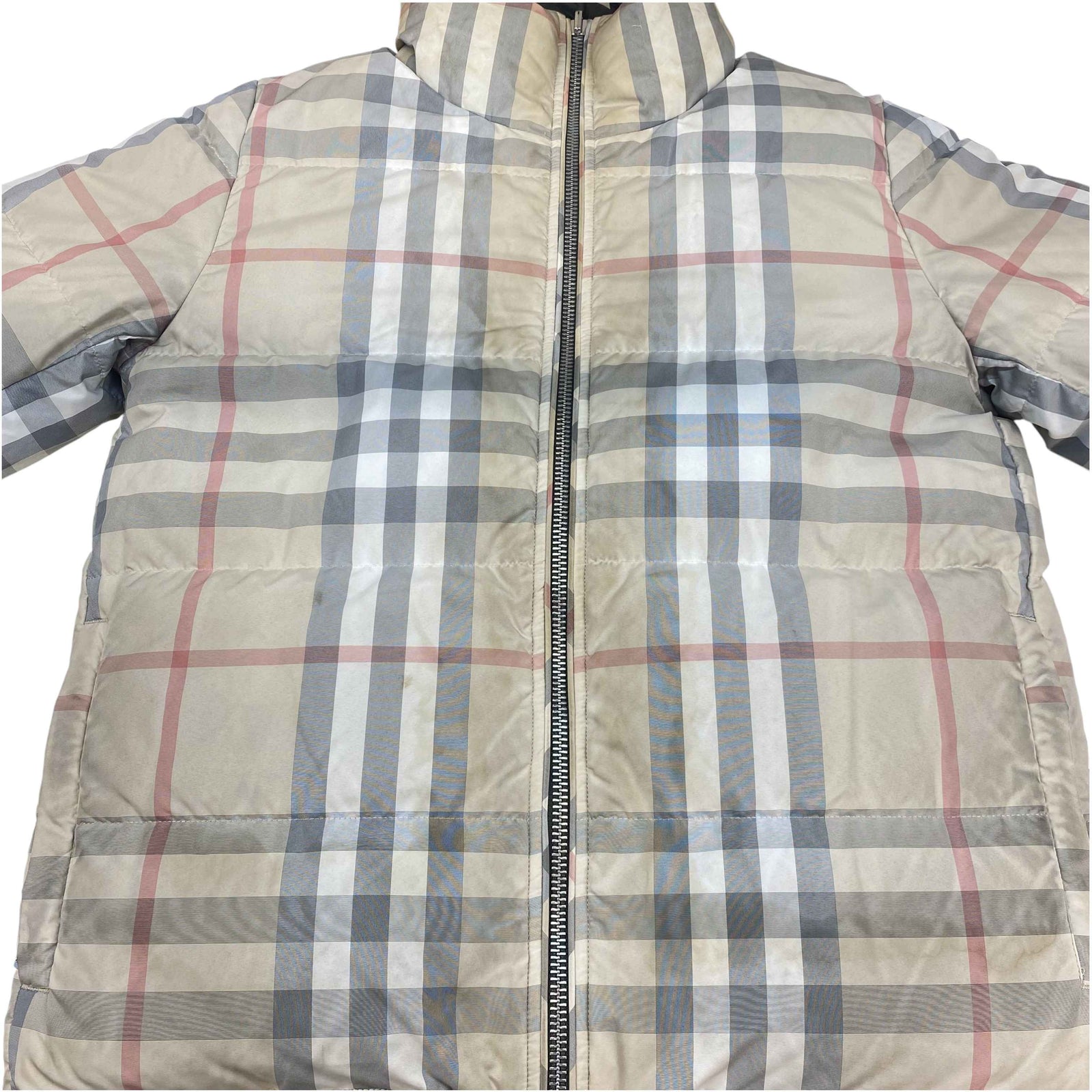 Women's Reversible Check Down Jacket Khaki Size S - Photo 12