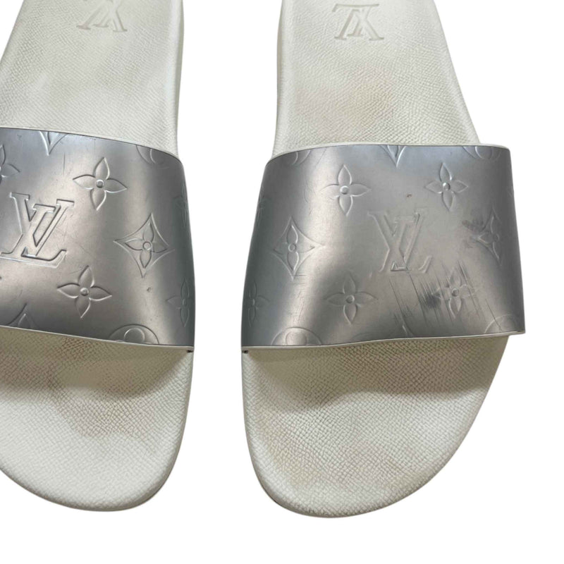 Men's Monogram Waterfront Mules Slides Silver Size EU 42 / UK 8