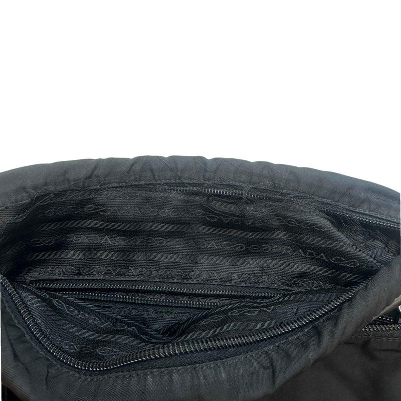 Men's Re-Nylon Plaque Logo Messenger Bag Black