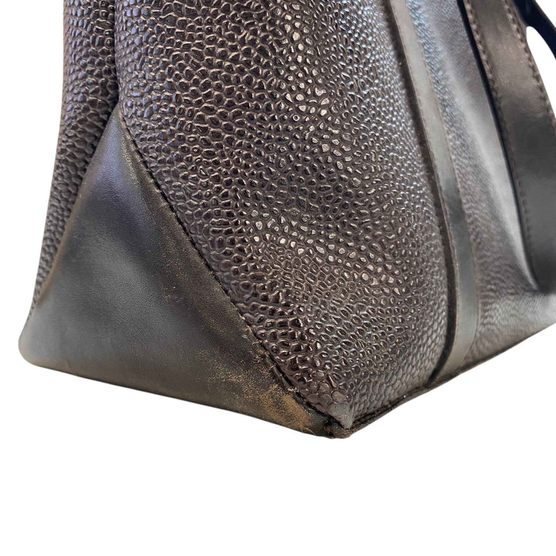 Women's Chocolate Scotch Grain Leather Handbag Brown