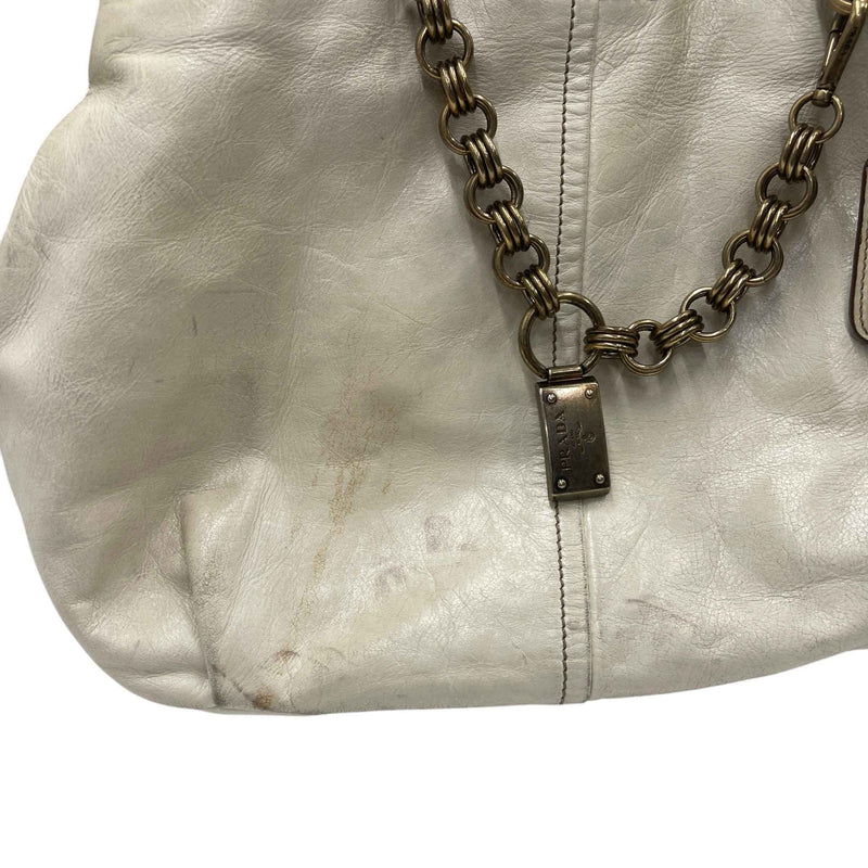 Women's Vitello Shine Handbag Cream