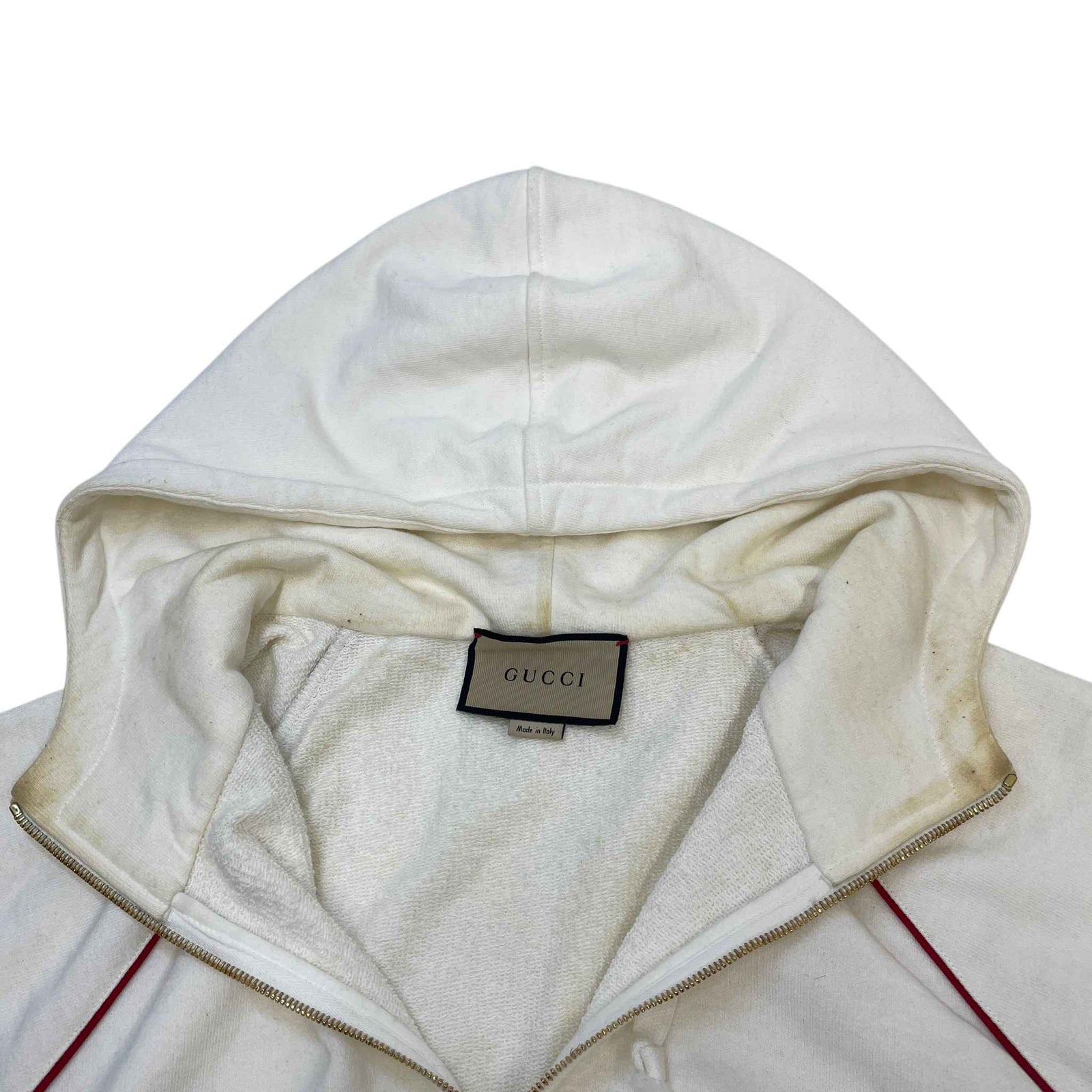 Men's Half Zip Web Hoodie Cream Size L - Photo 14