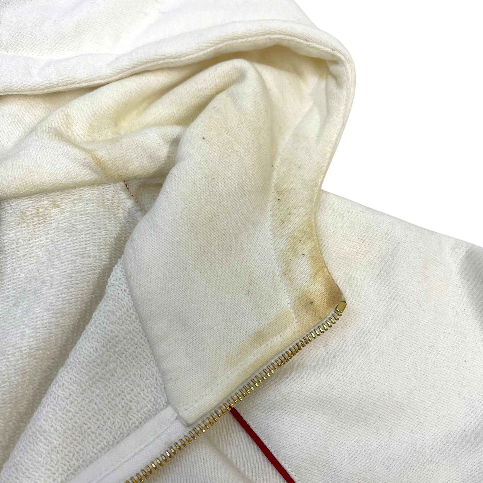 Men's Half Zip Web Hoodie Cream Size L - Photo 13