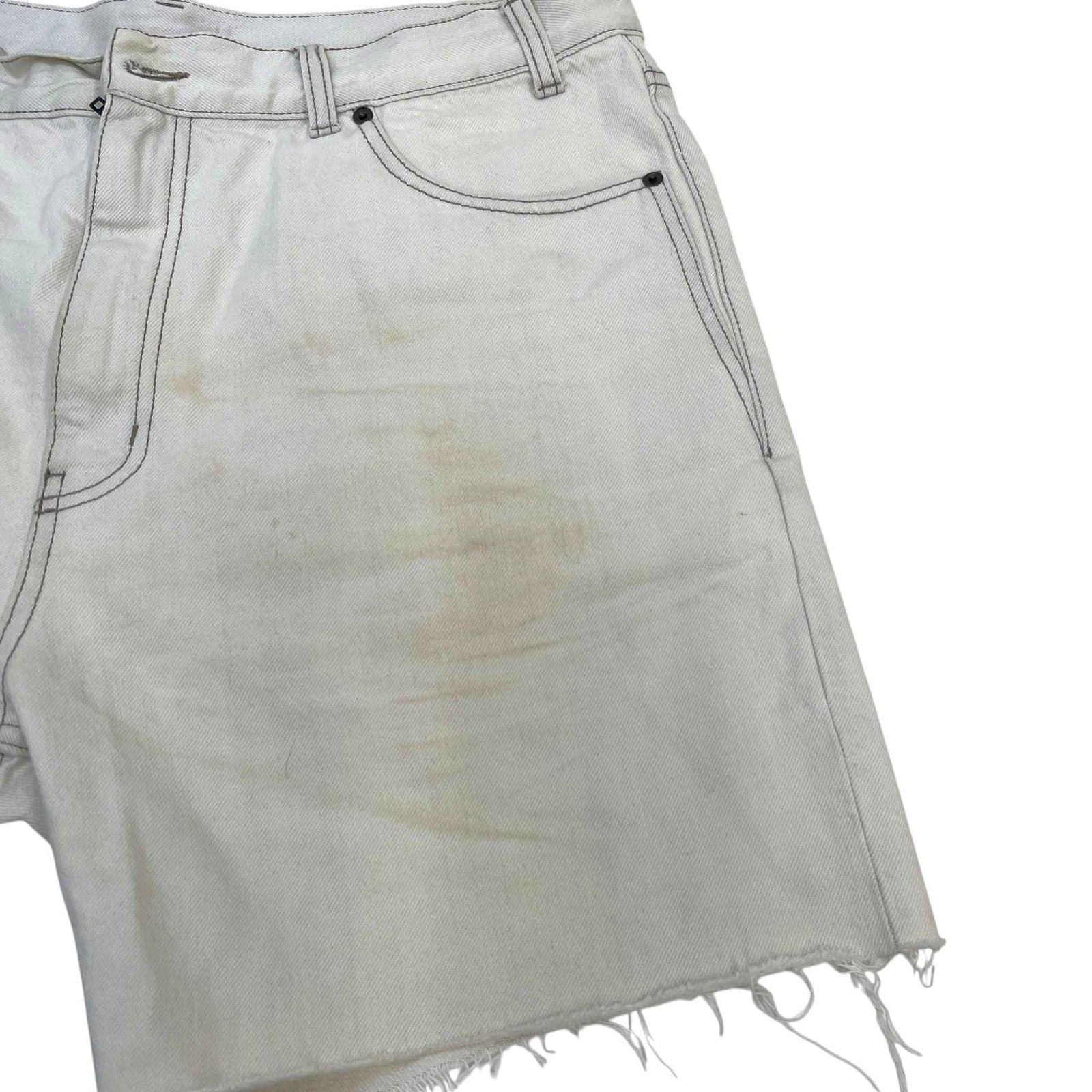 Men's Raw Edge Baggy Shorts Cream Size Waist 32" - Photo 11
