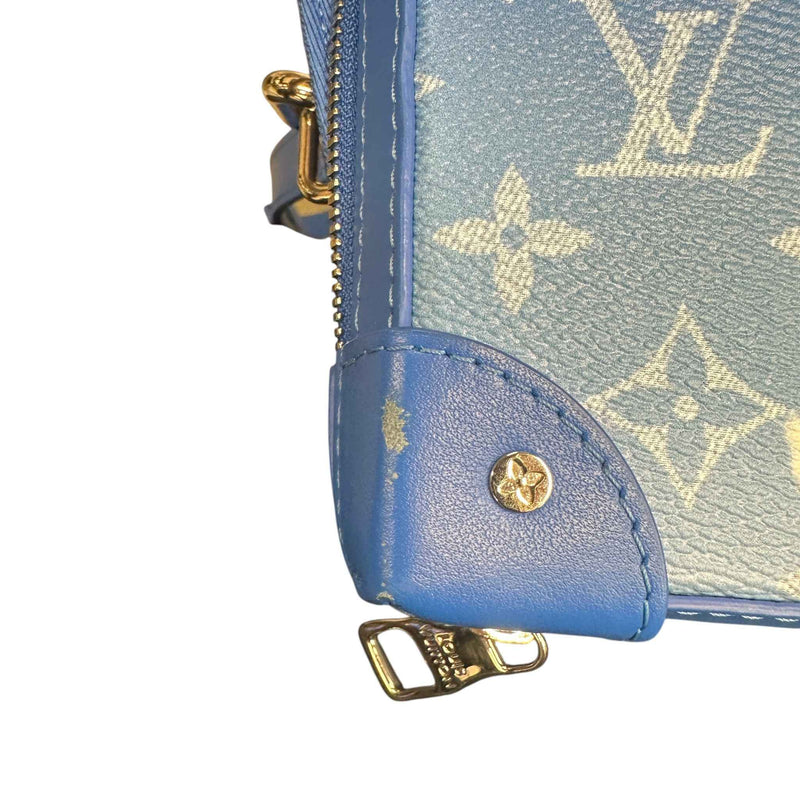 Men's Monogram Cloud Soft Trunk Wallet Messenger Bag Blue