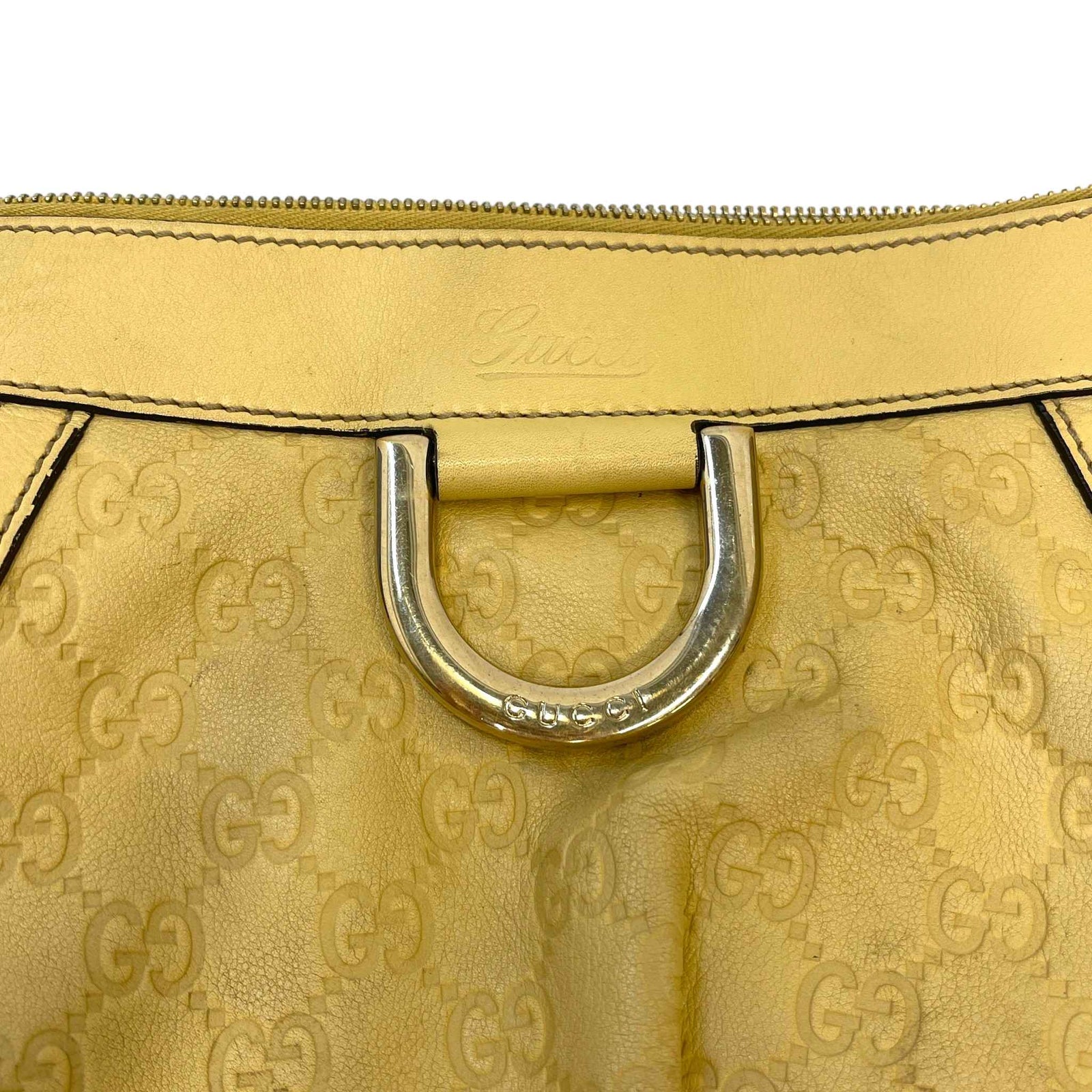 Women's Guccissima Abbey D Ring Crossbody Bag Yellow - Photo 14
