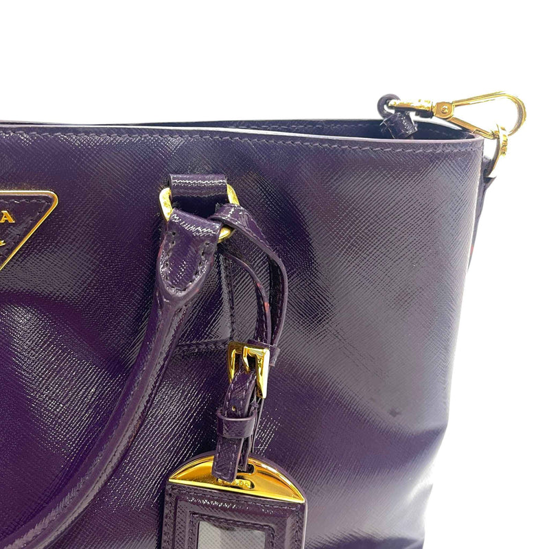 Women's Glazed Saffiano Leather Tote Handbag Purple