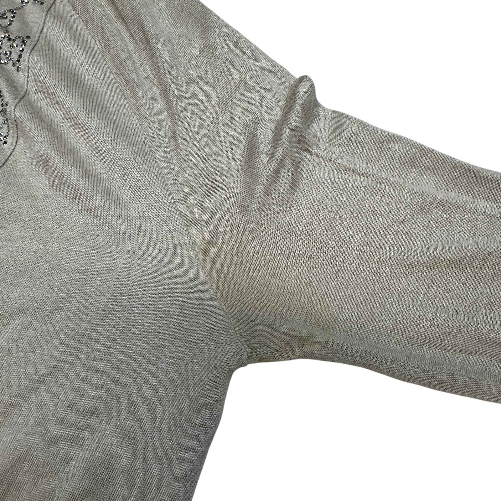 Women's Embellished Logo Cardigan Beige Size S - Photo 11