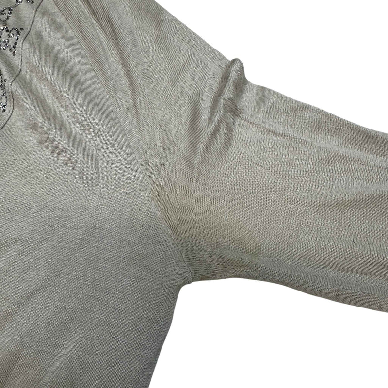 Women's Embellished Logo Cardigan Beige Size S
