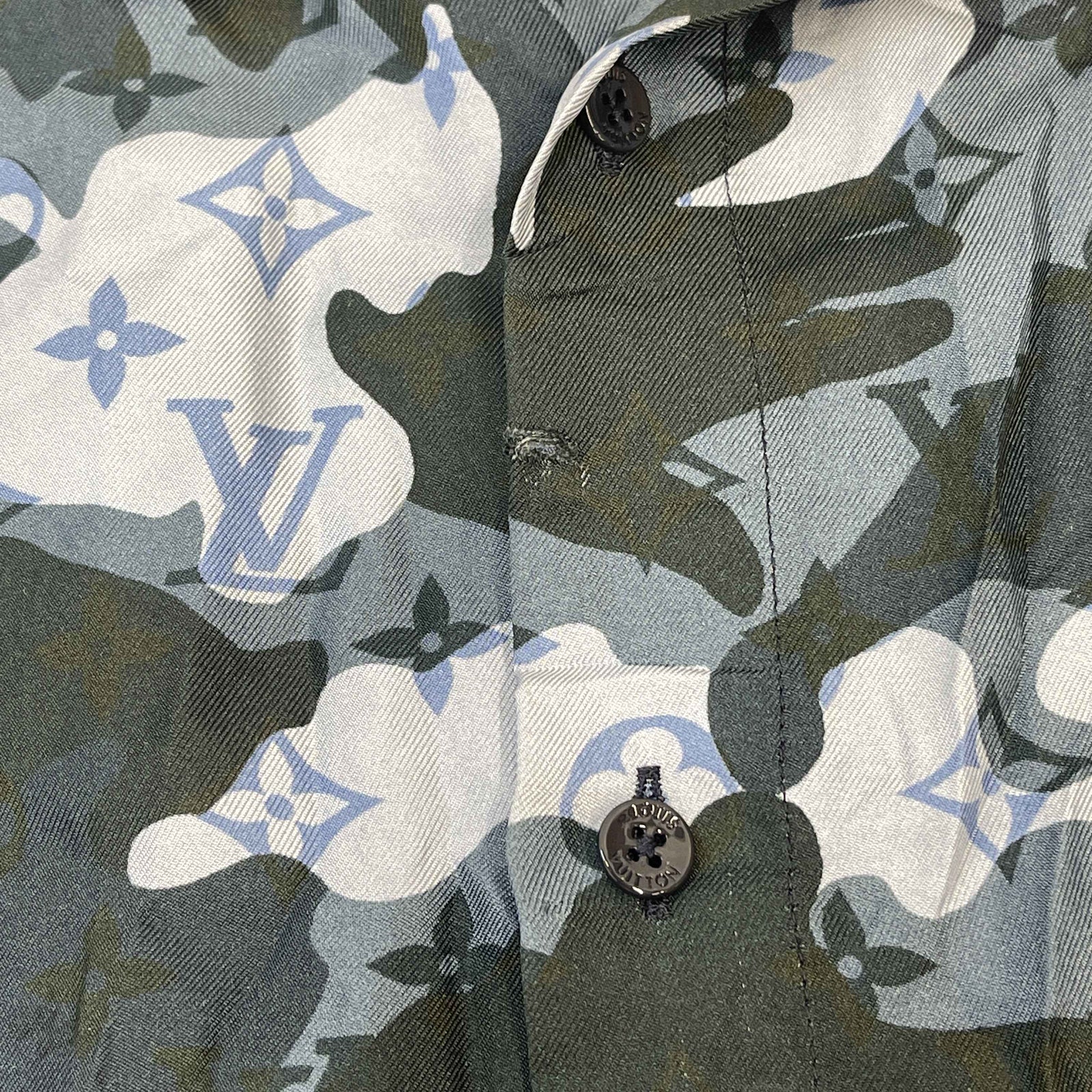 Men's Monogram Camouflage Long Sleeve Shirt Blue Size L - Photo 11