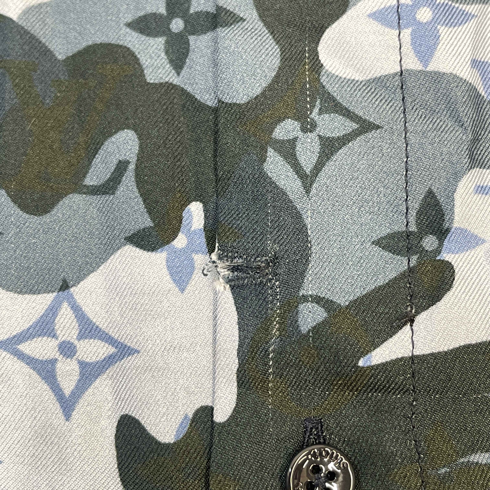 Men's Monogram Camouflage Long Sleeve Shirt Blue Size L - Photo 10