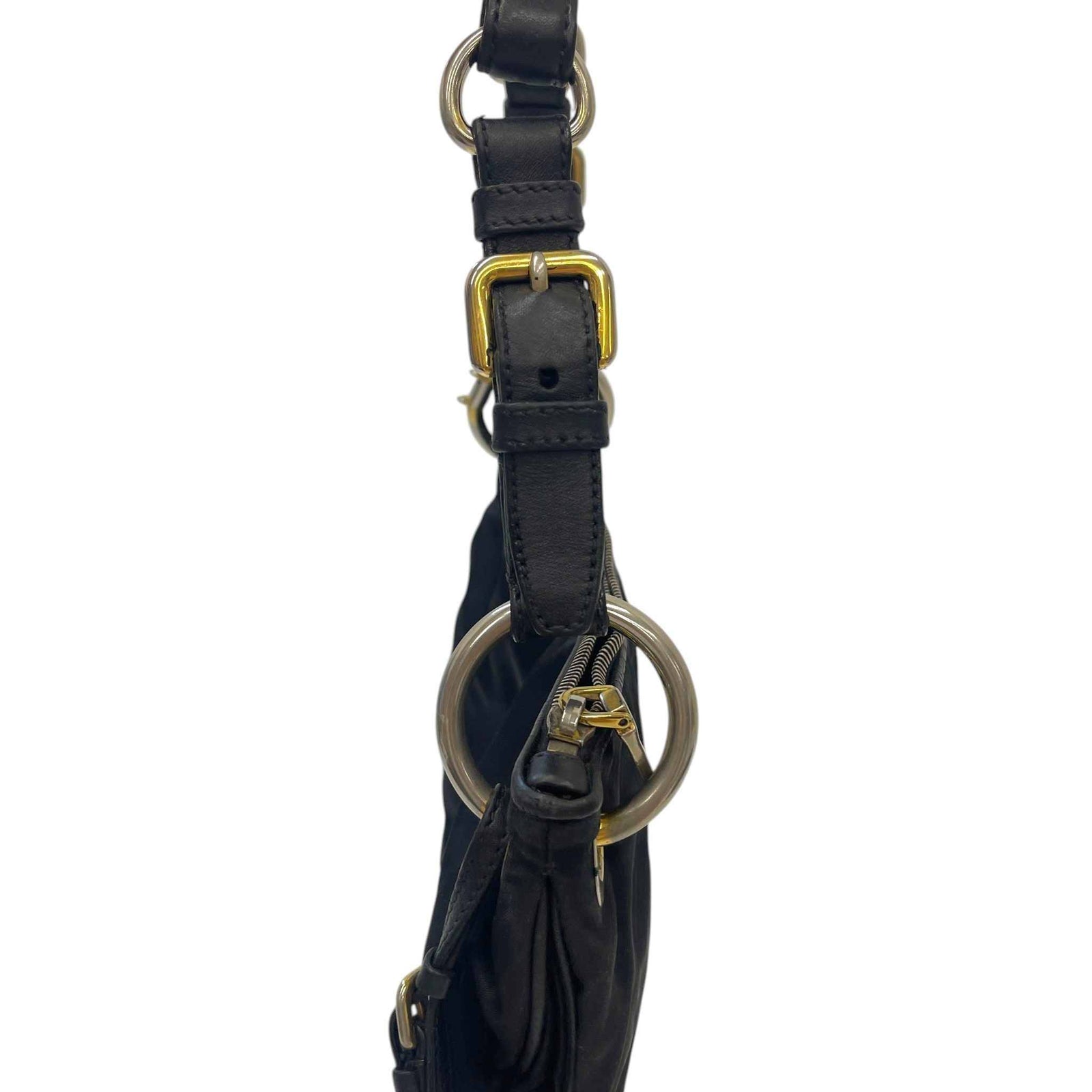 Women's Tessuto Nylon Soft Calfskin Shoulder Bag Black - Photo 18
