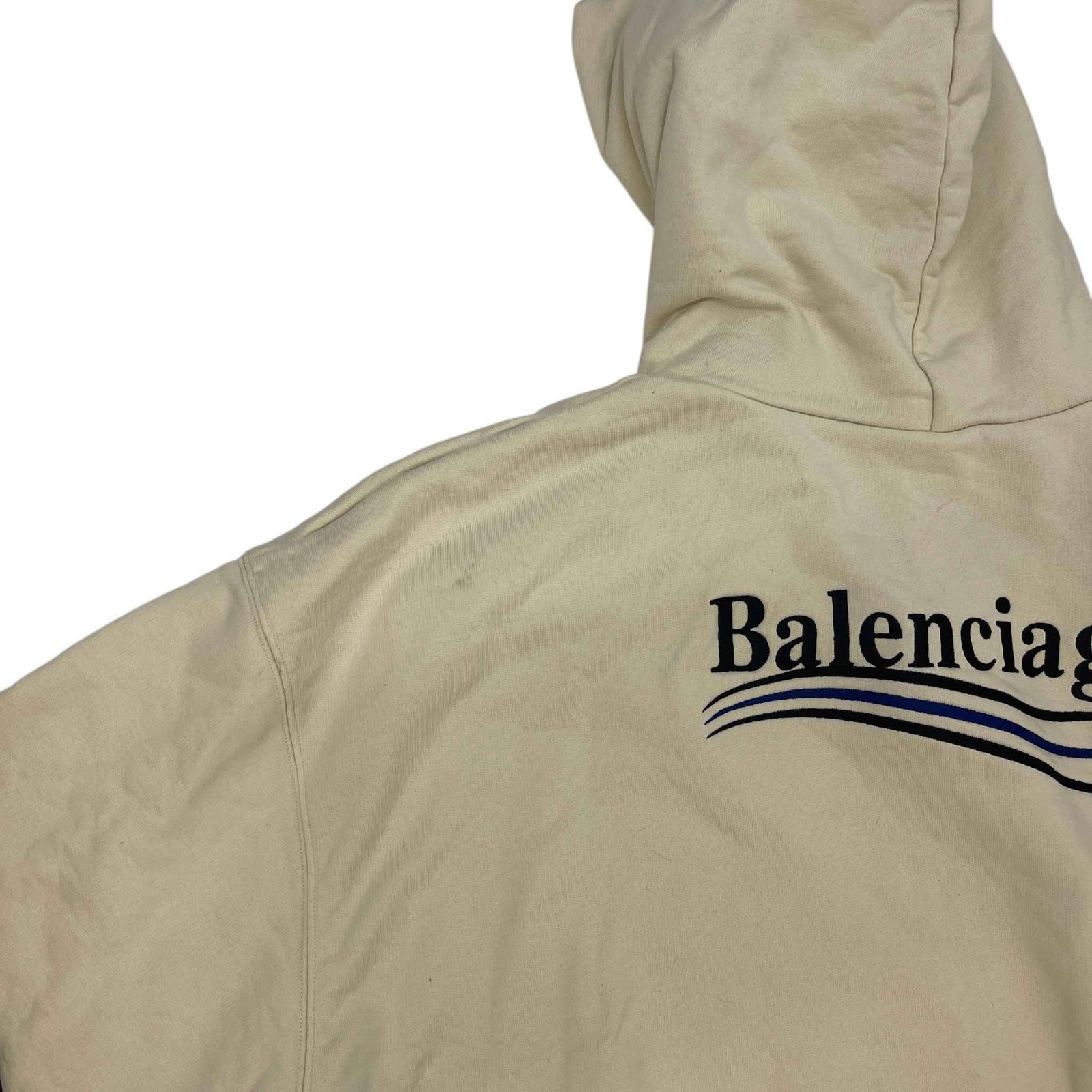 Men's Oversized Political Campaign Logo Hoodie Cream Size XXS - Photo 11