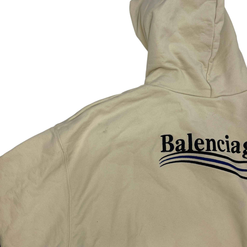 Men's Oversized Political Campaign Logo Hoodie Cream Size XXS