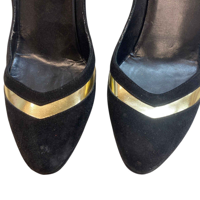 Women's Metallic Chevron Heels Black Size EU 39 / UK 6