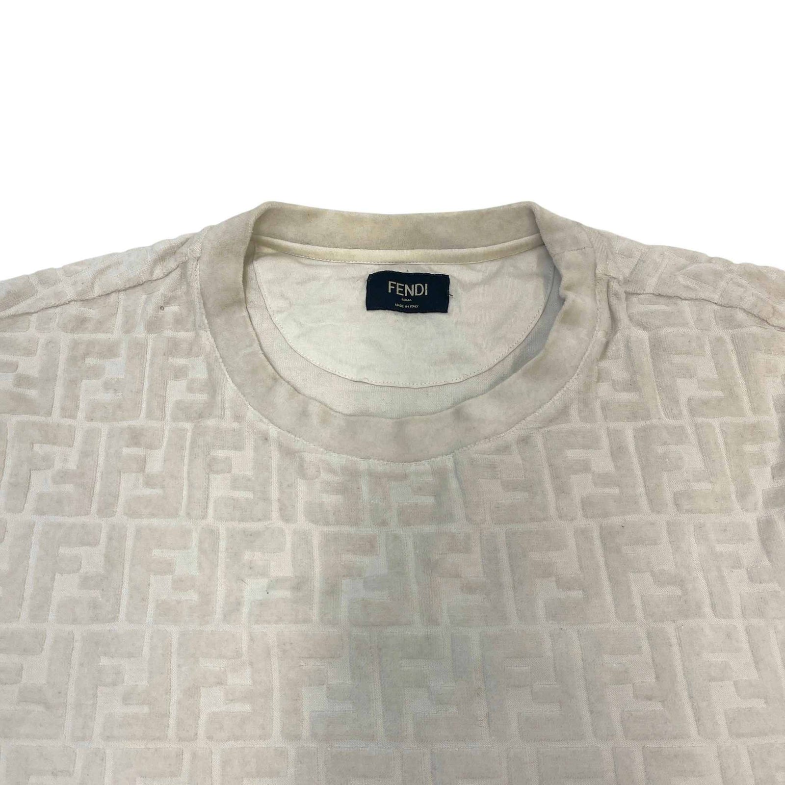 Men's Ff Monogram Terry T-Shirt White Size M - Photo 10