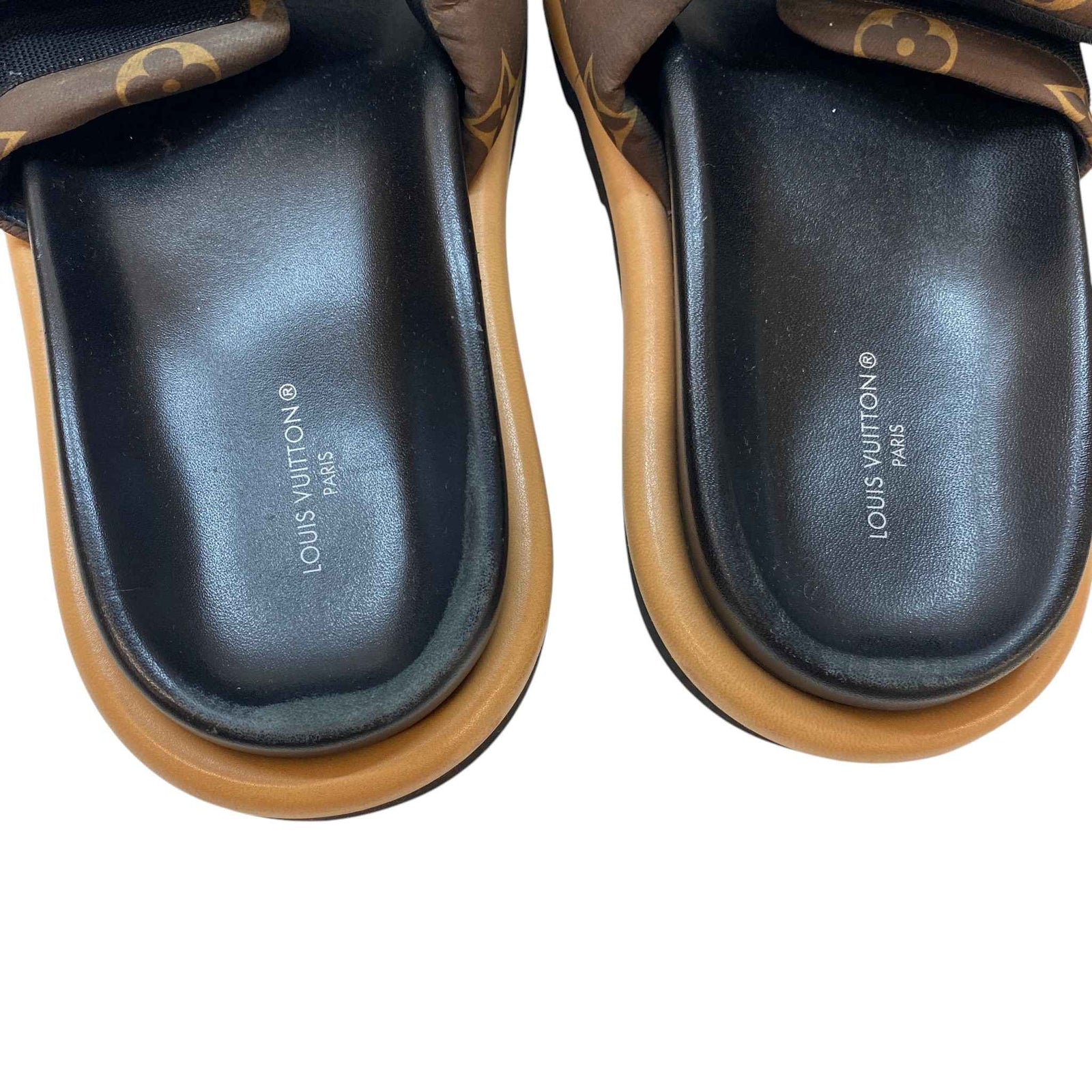 Women's Monogram Pool Pillow Flat Comfort Slides Black Size EU 37 / UK 4 - Photo 12