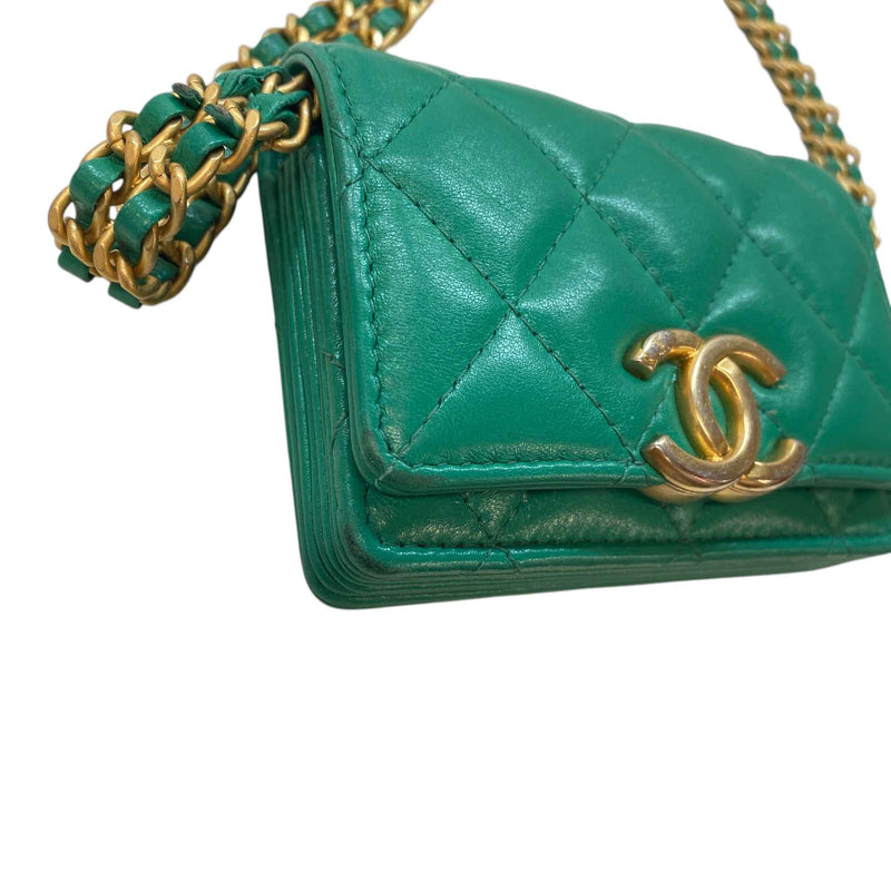Women's Lambskin Cc Micro Clutch With Chain Bag Green