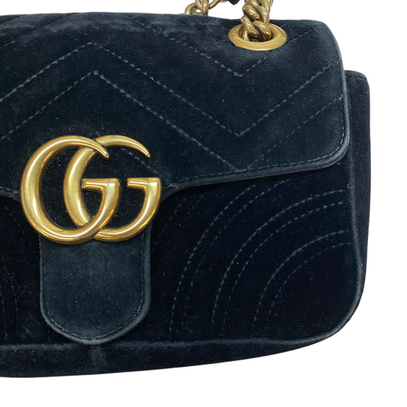 Women's Gg Marmont Velvet Small Bag Black