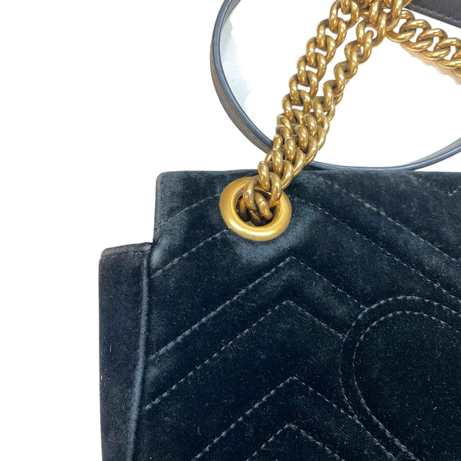 Women's Gg Marmont Velvet Small Bag Black - Photo 15