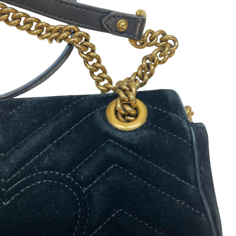 Women's Gg Marmont Velvet Small Bag Black