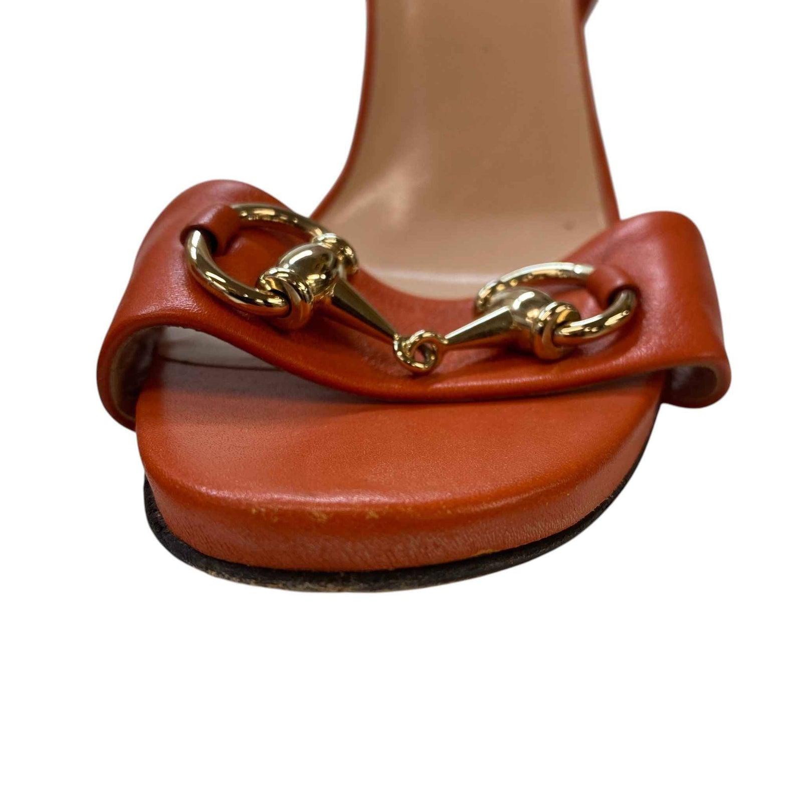 Gucci Women's Horsebit block heel Sandals Orange Size 5.5 - Photo 13