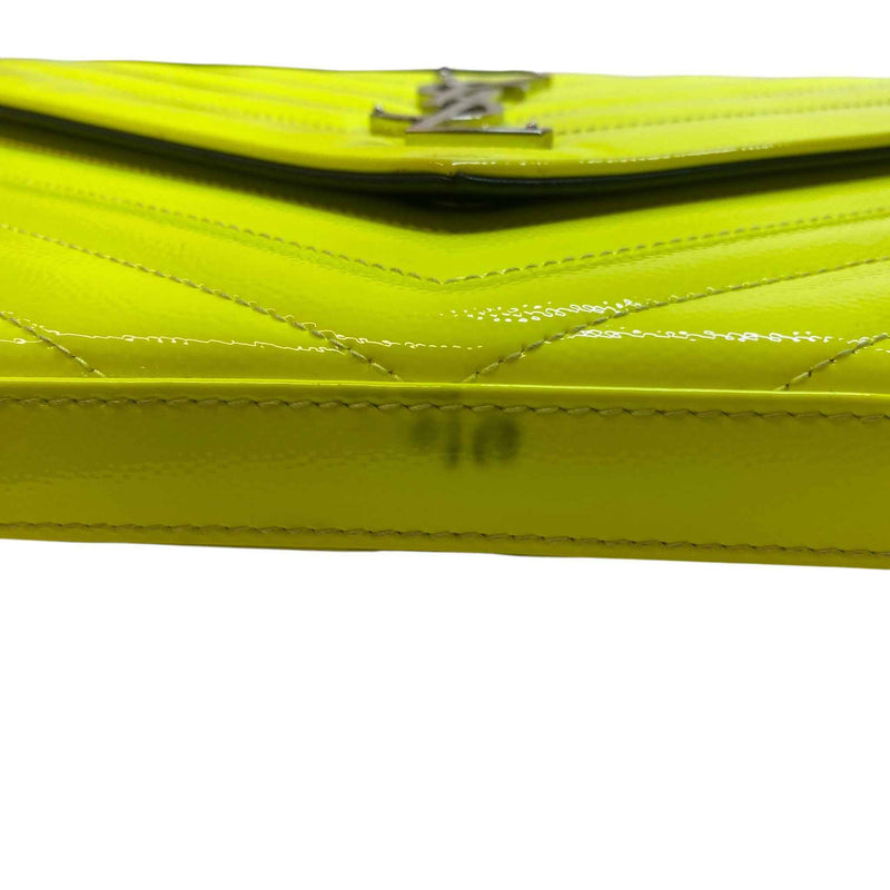 Saint Laurent Women's Cassandre Matelassé Wallet On Chain Patent Bag Yellow