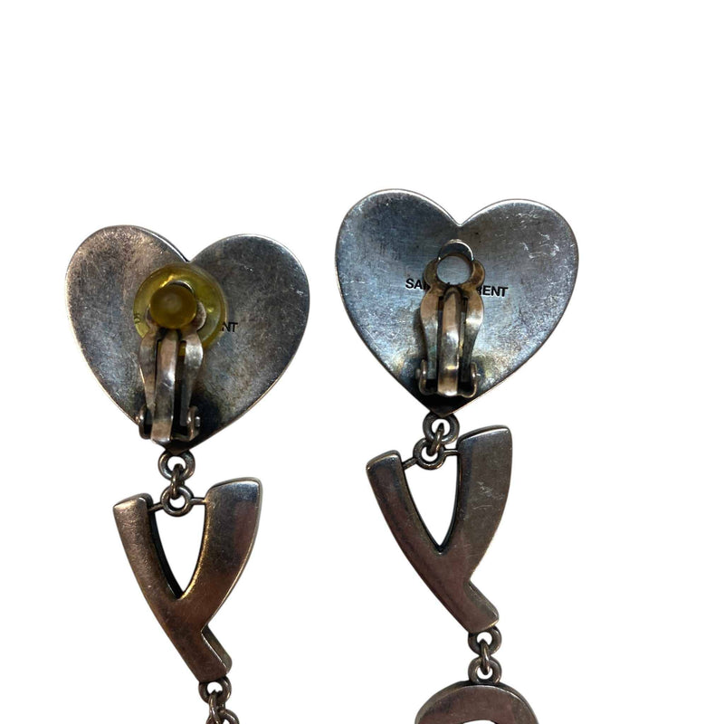 Women's Crystal Opyum Heart Clip On Earrings Silver