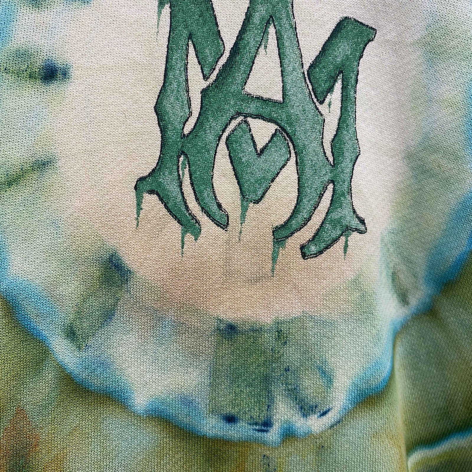 Men's Tie Dye Bones Hoodie Green Size XXL - Photo 8