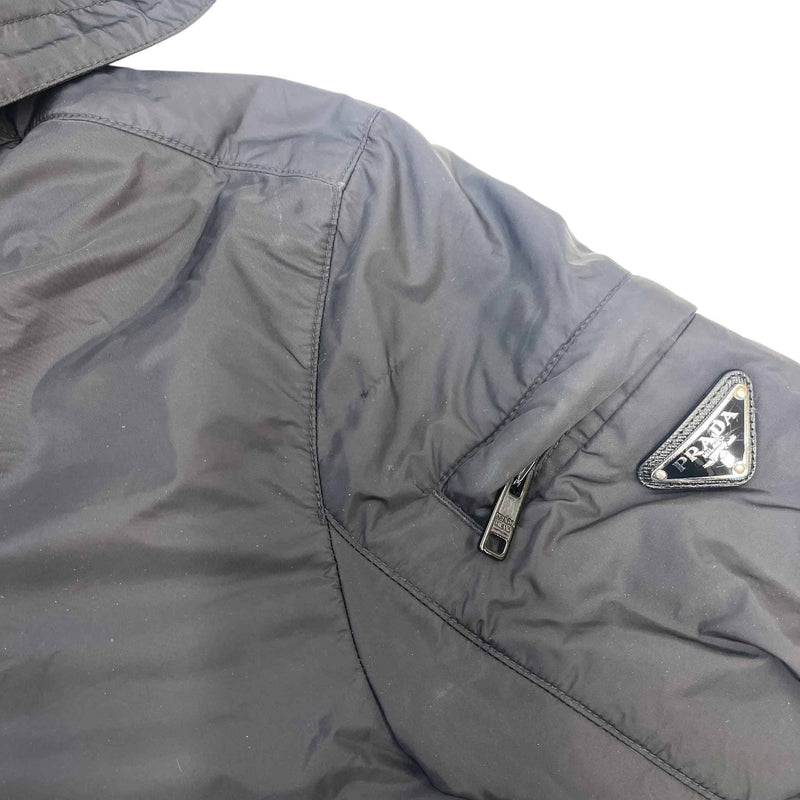 Men's Nylon Triangle Plaque Windbreaker Black Size S