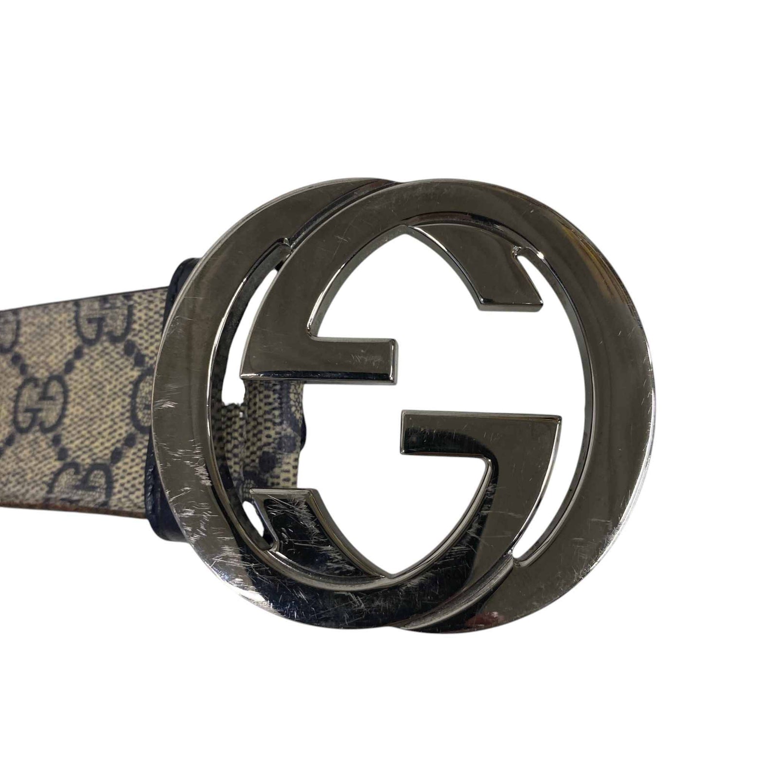 Men's GG Supreme Belt Beige Size 40" - Photo 11