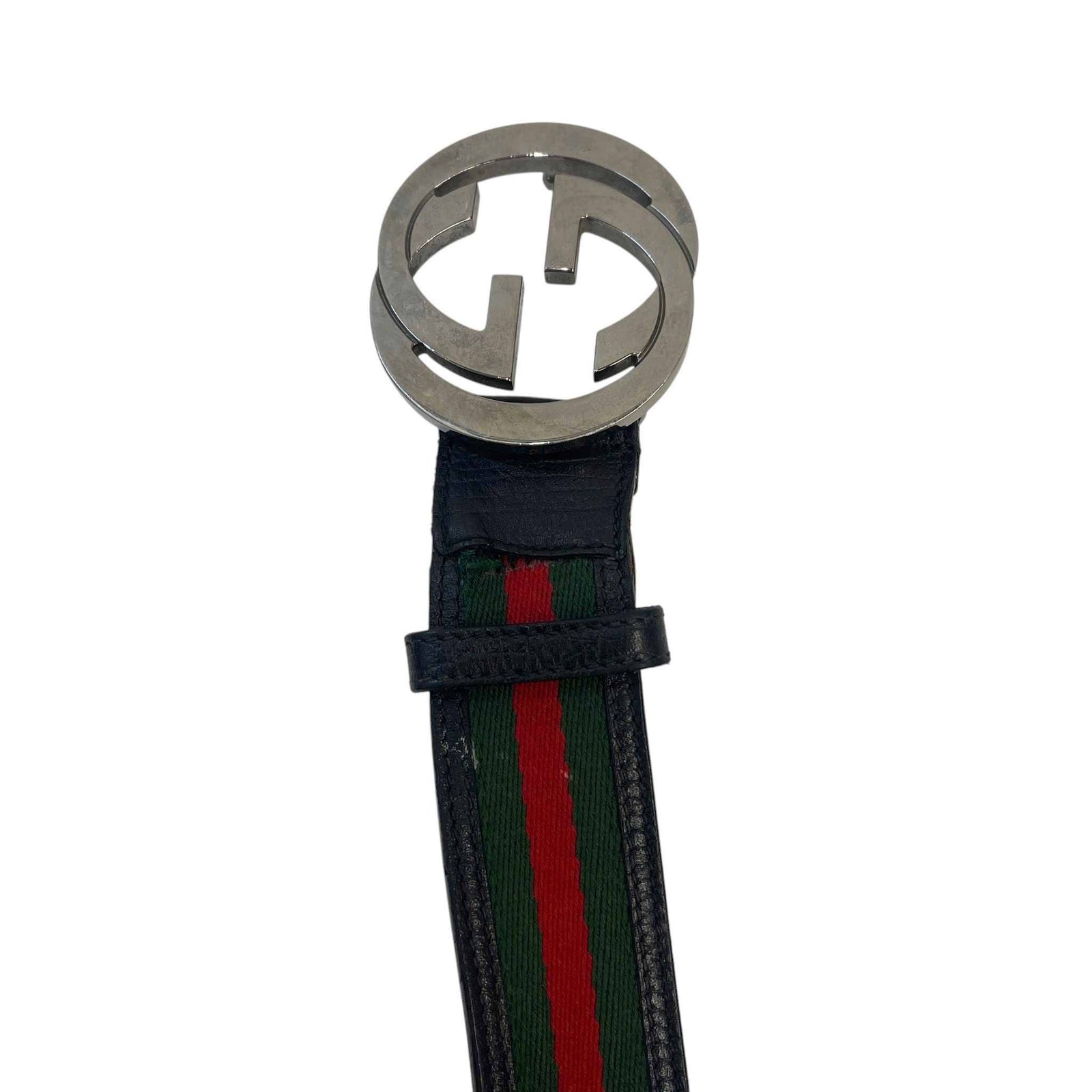 Men's Web Interlocking G Belt Black Size 34" - Photo 8