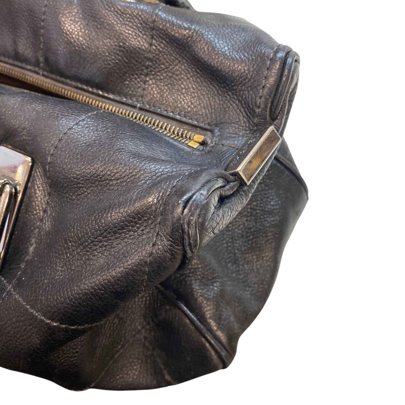 Women's Lambskin Chocolate Bar Boston Bag Black - Photo 14