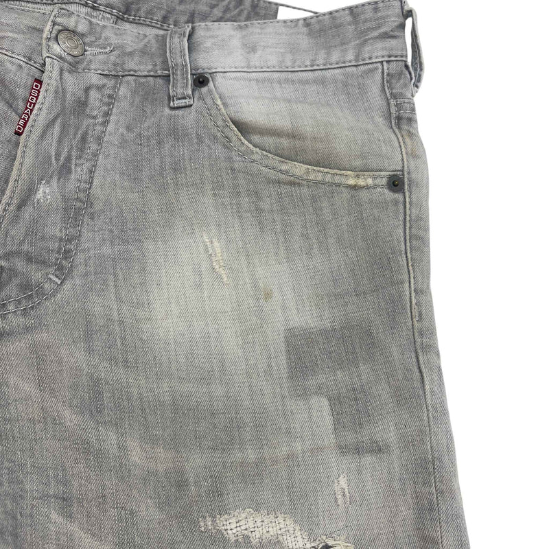 Men's Distressed Washed Jeans Grey Size M / W32