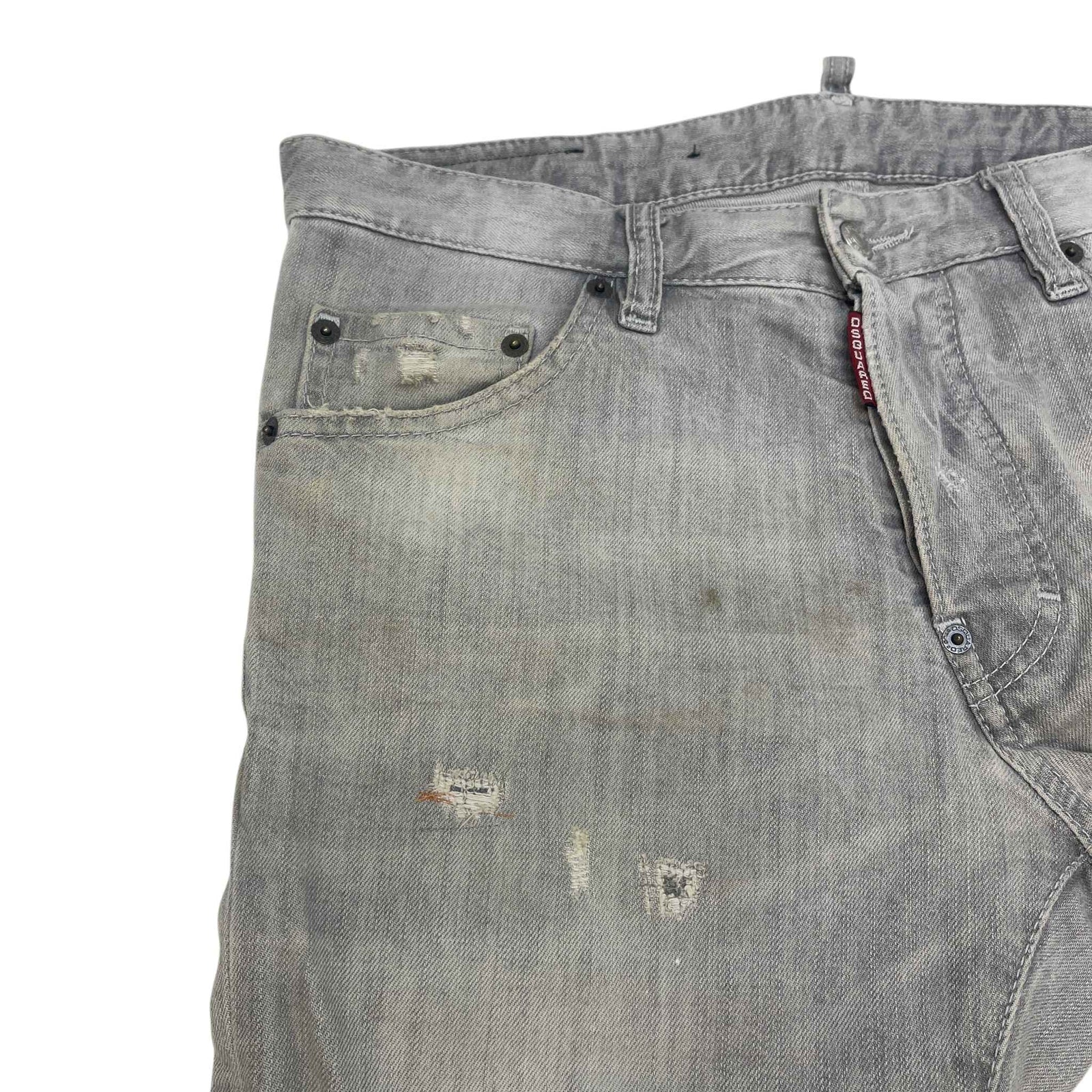 Men's Distressed Washed Jeans Grey Size M / W32 - Photo 7