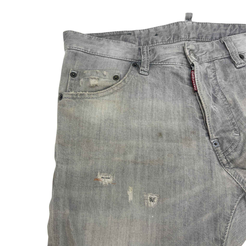 Men's Distressed Washed Jeans Grey Size M / W32