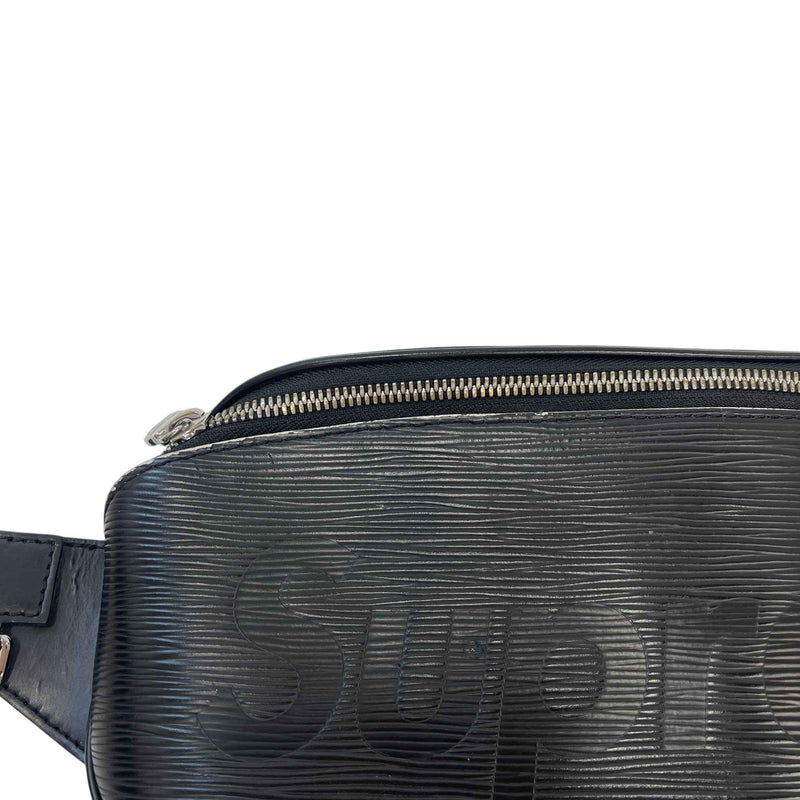 Men's X Supreme Logo Epi Leather Messenger Bag Black