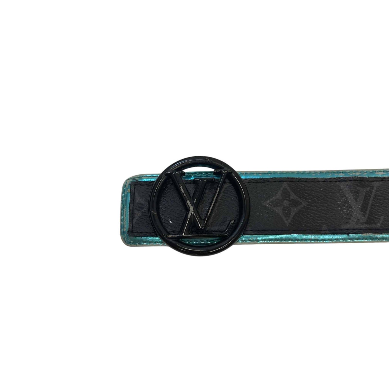 Men's Reversible LV Circle Monogram Eclipse Belt Black Size 34" - Photo 8