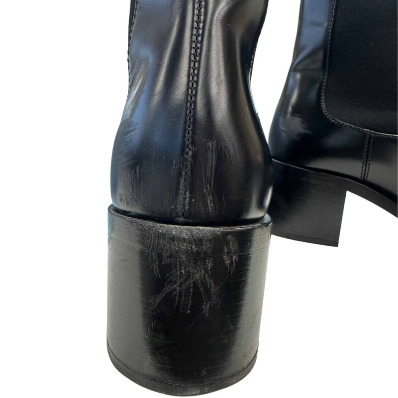 Women's Enameled Plaque Logo Boots Black Size UK 4 / EU 37
