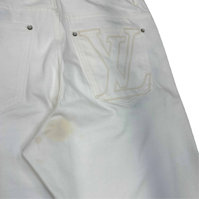Men's Embroidered LV Jeans White Size XL / W36