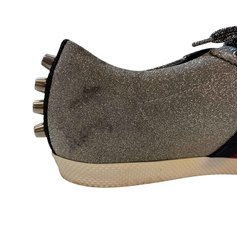 Women's Glitter Web Low Trainers Silver Size UK 3.5 / EU 36.5