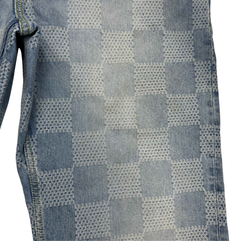 Men's Damier Denim Skate Jeans Blue Size XXL / W38