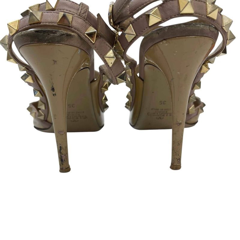 Women's Rockstud Caged Heels Nude Size UK 3 / EU 36