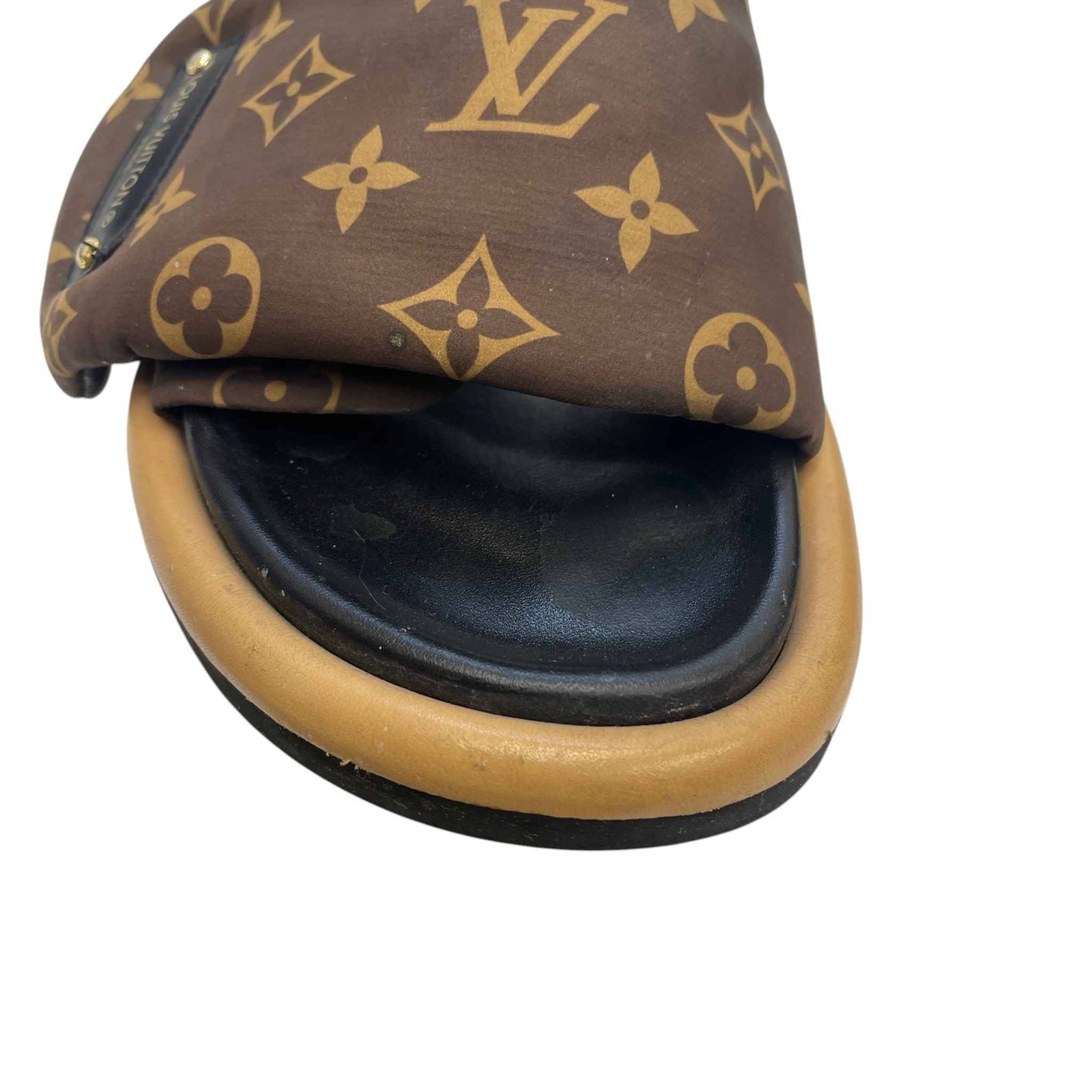 Women's Monogram Nylon Pool Pillow Slides Brown Size UK 4 / EU 37 - Photo 13