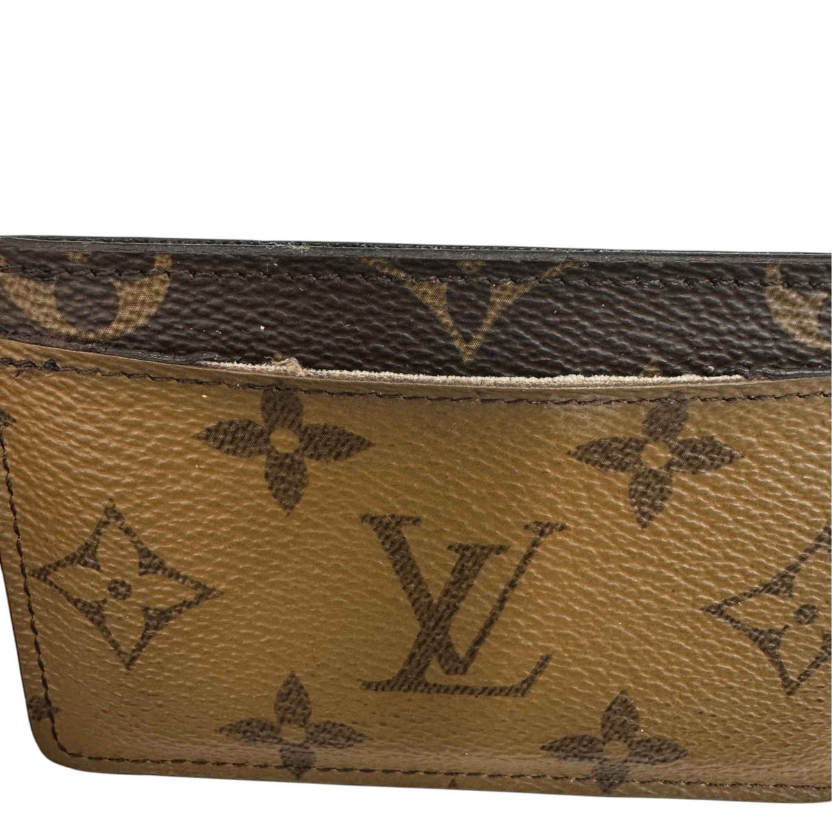Women's Reverse Monogram Card Holder Brown - Photo 10