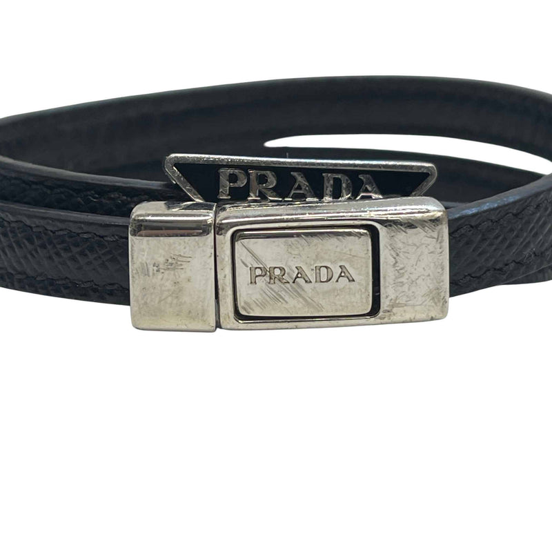 Men's Saffiano Leather Wrap Bracelet Black