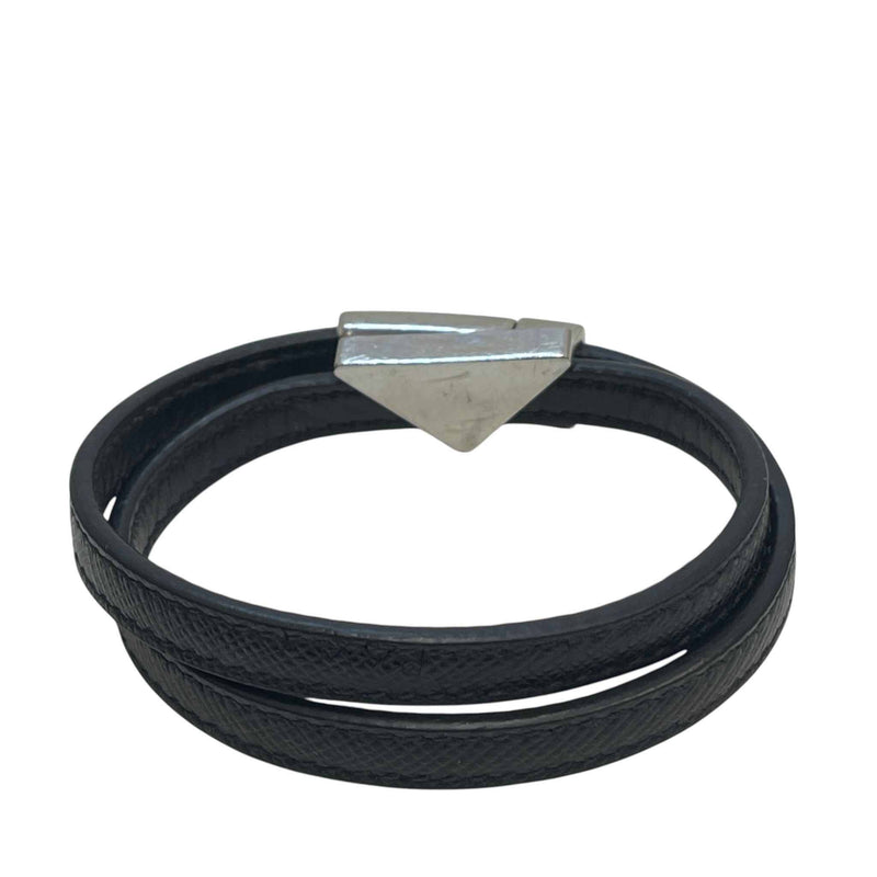 Men's Saffiano Leather Wrap Bracelet Black