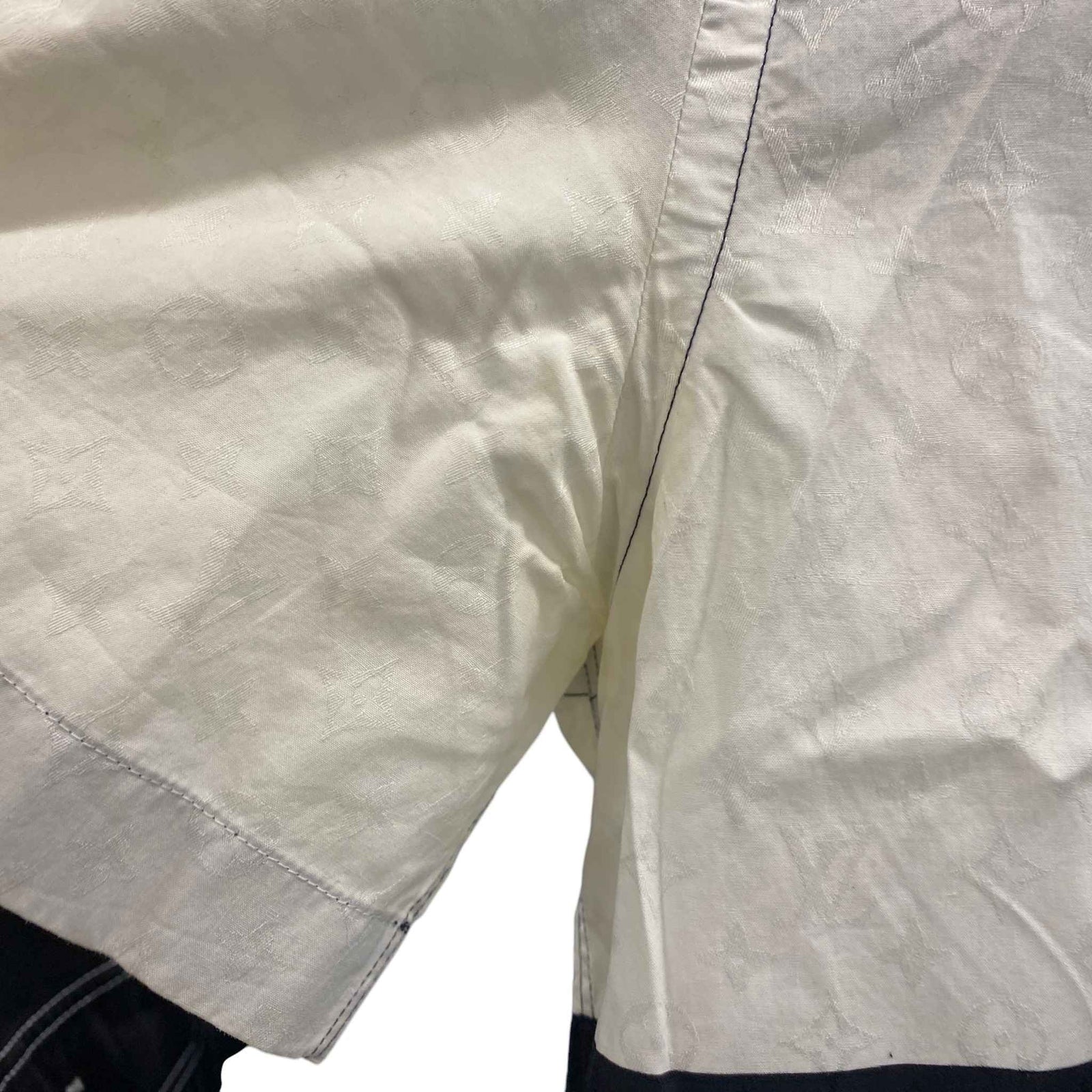 Men's Monogram Colour Block Short Sleeve Shirt White Size M - Photo 10