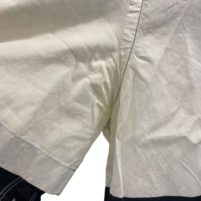 Men's Monogram Colour Block Short Sleeve Shirt White Size M